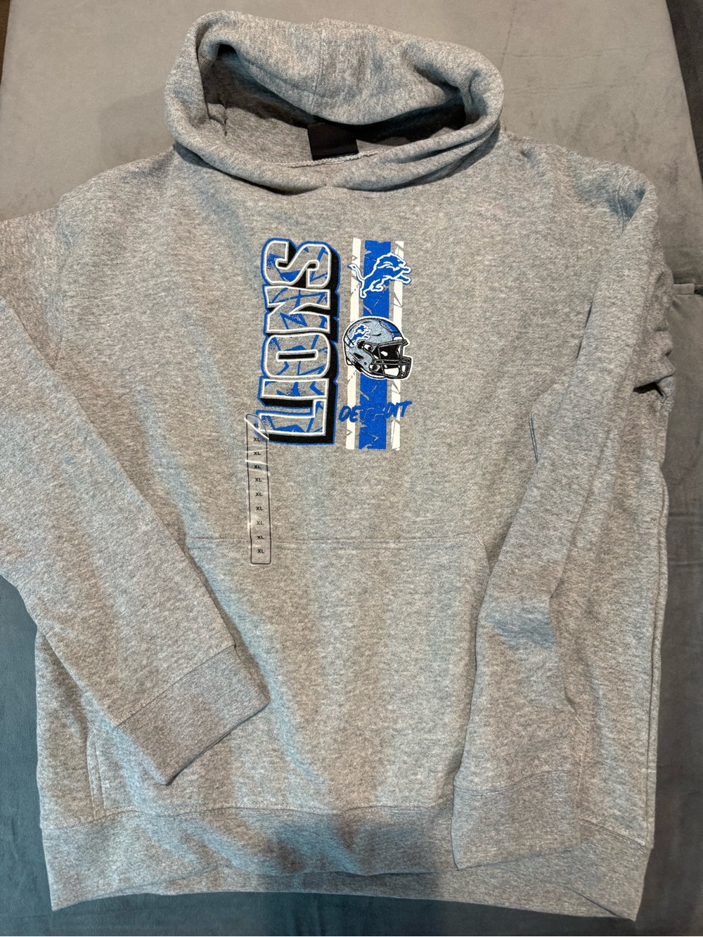 Gray Kids Hoodie with Blue Team Logo - Unbranded